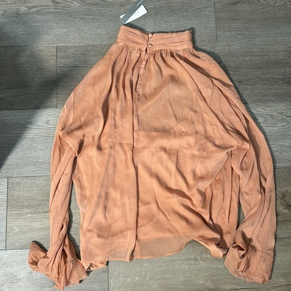 NWT! By Anthropologie Long-Sleeve High-Neck Sheer Blouse - Size XL ☀️ - Picture 7 of 8